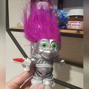 Silver and Purple Troll Doll with Laser Gun